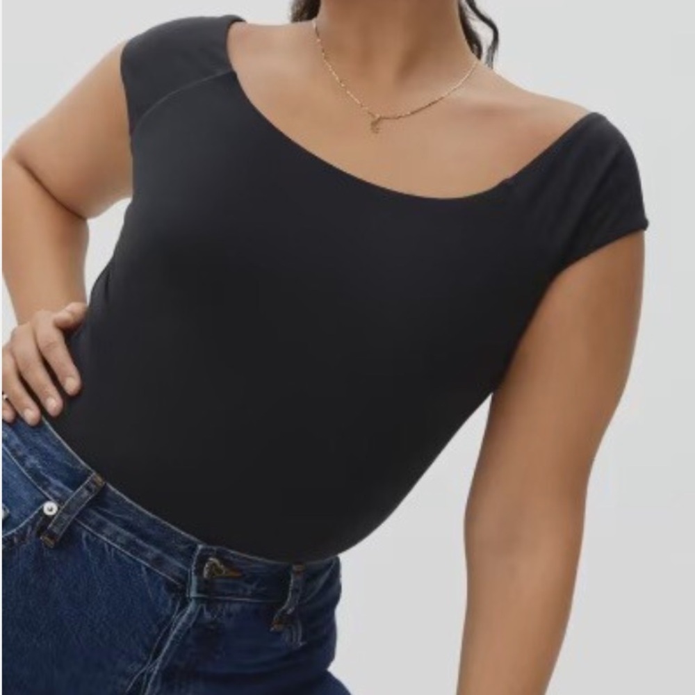 Everlane Stretchy V-Neck Cap Sleeve Bodysuit NWT